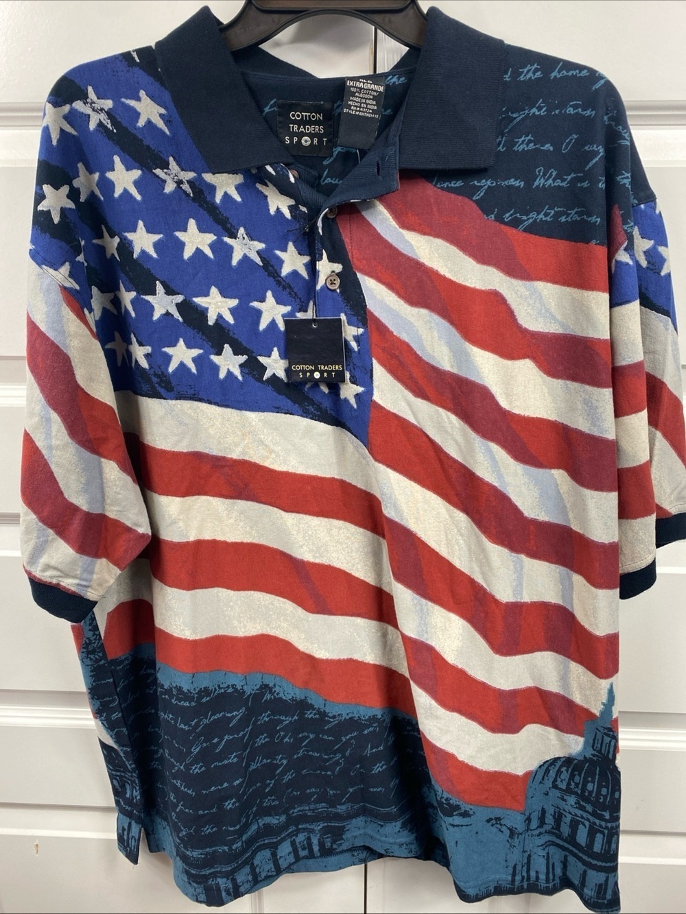 American Summer Clothing Co Men’s Liberty Flag Stars Graphic Polo XL Extra Large